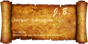 Jerger Barnabás névjegykártya